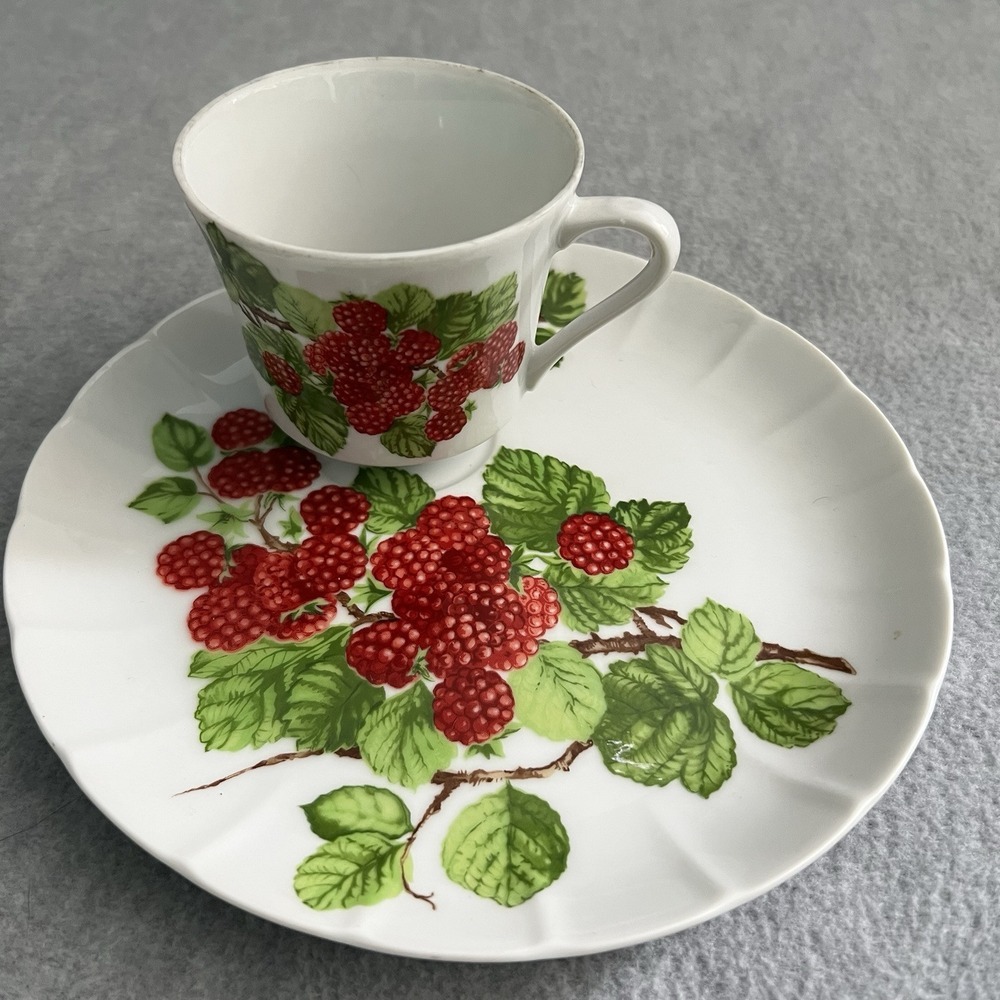 GROSEILLER ROUGE Dessert Snack Plates Tea Cups Mann Vintage 1975 Set Brunch - Picture 2 of 11